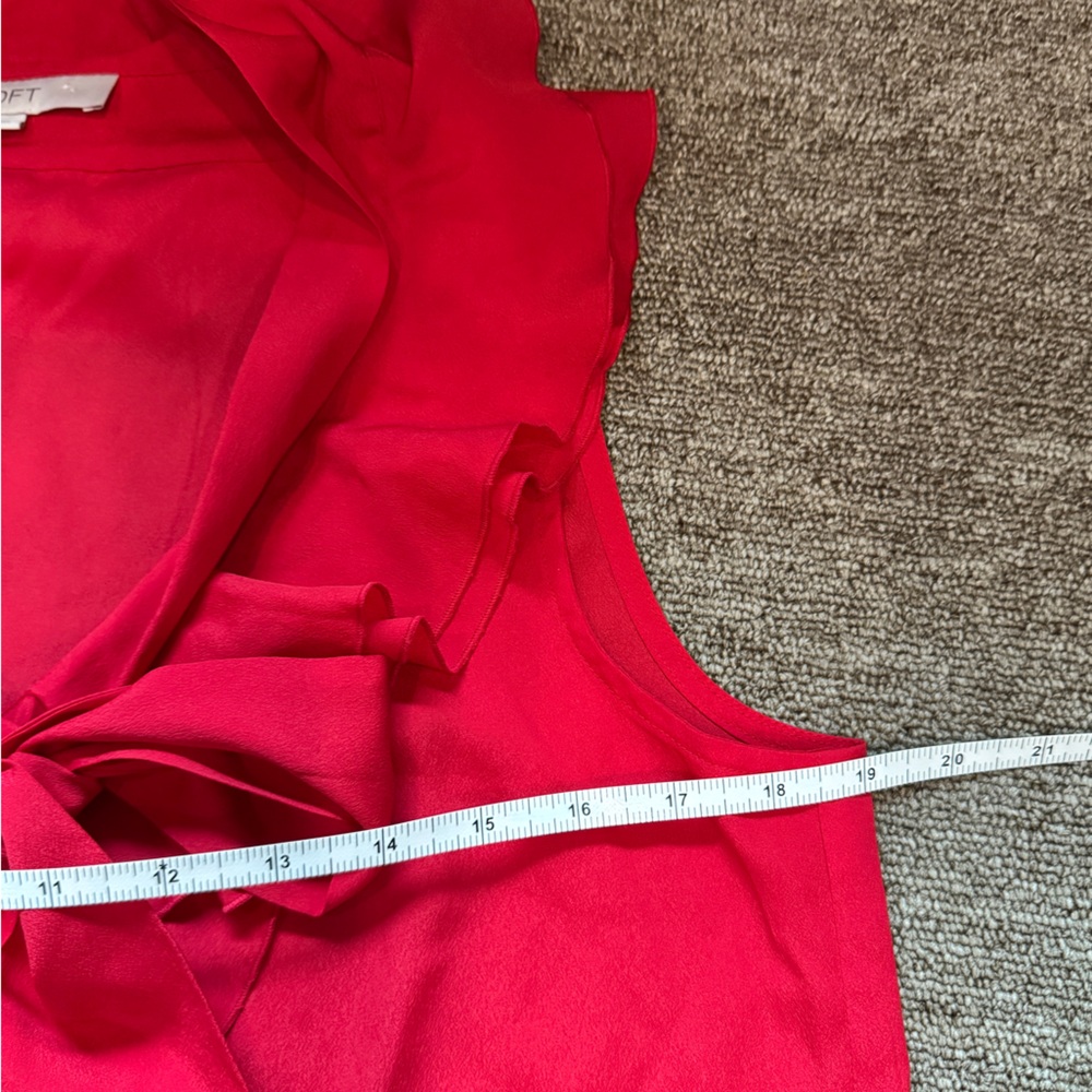 LOFT Red Ruffle Top - Picture 2 of 5